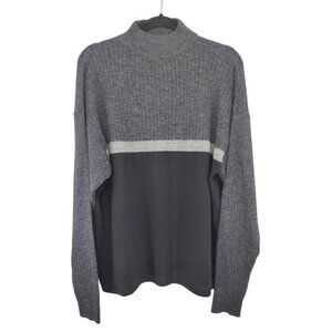 International Waters Black/Gray/ Charcoal Extra Fine 100% Merino Wool Sweater Si